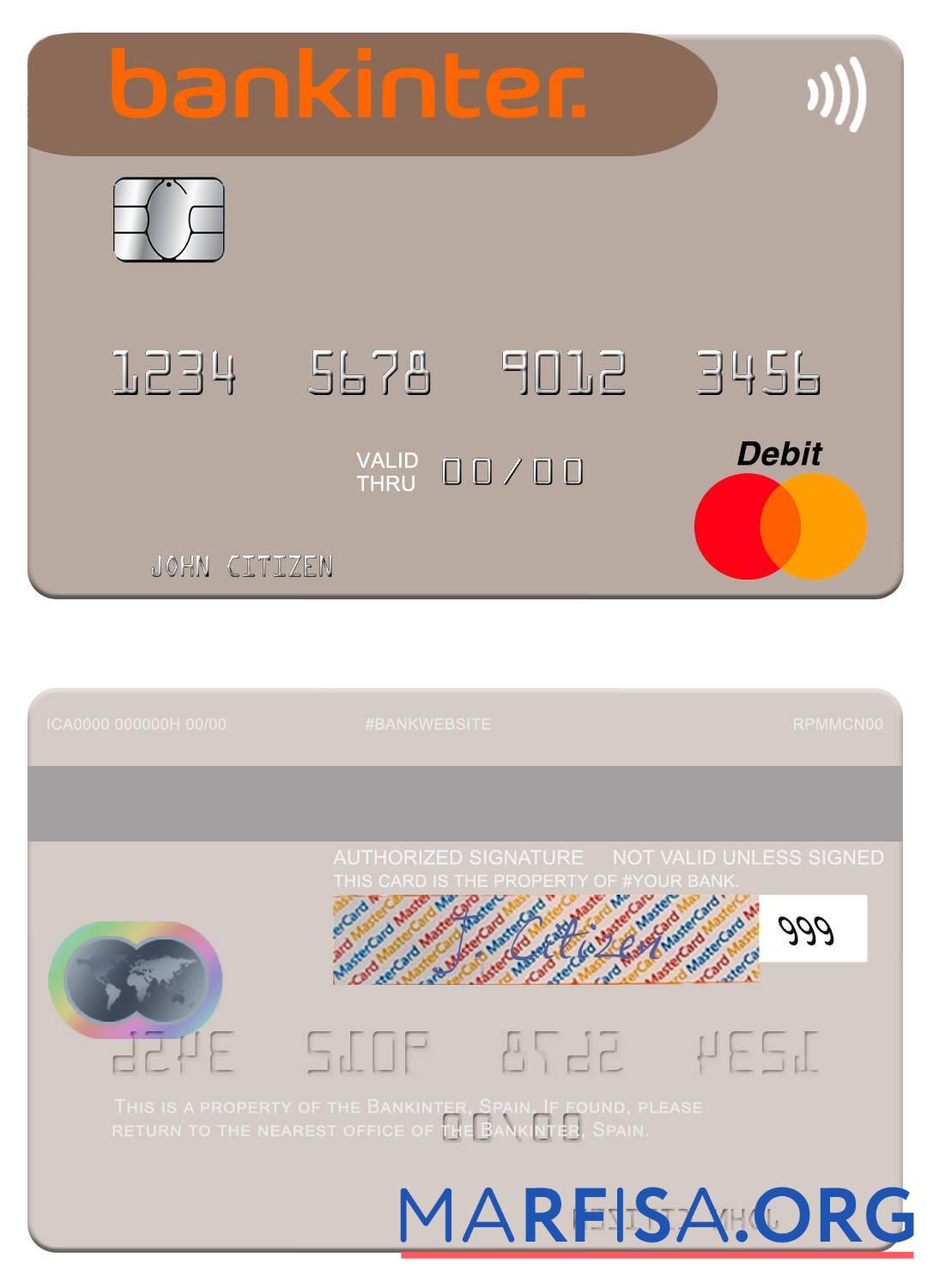 Downloadable Spain Bankinter mastercard download for verification